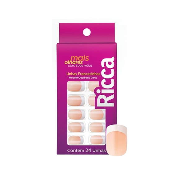 Unhas Postiças Ricca Francesinha Rosa