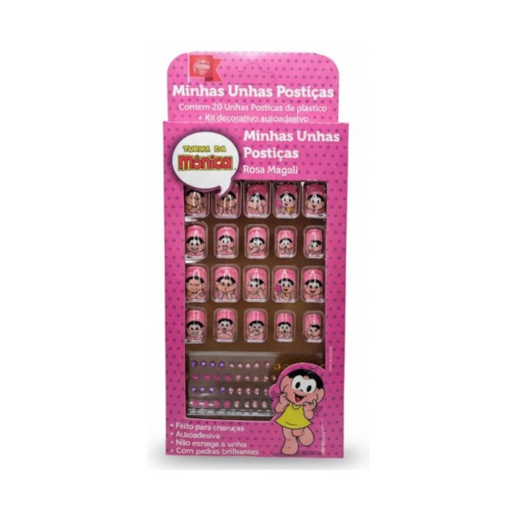Unhas Posticas Turma Da Monica Magali Rosa C/20un